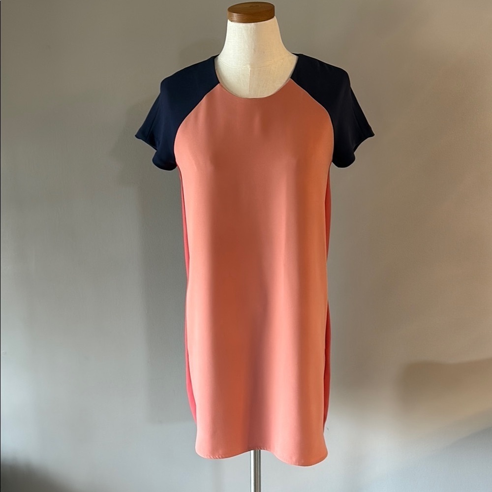 Banana Republic women’s colorblock Coral and Navy Short Sleeve Dress shift 2